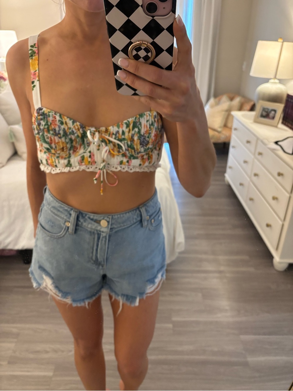 🌼 NWT For Love & Lemons Floral Pleated Bralette Top